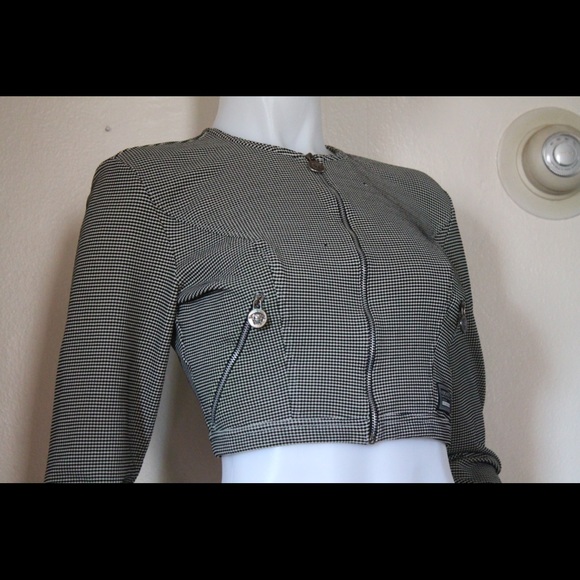 🩶 Vintage '90s Versace Jeans Couture Cropped Zippered Jacket - Picture 11 of 15